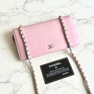 絕版古董包 Chanel粉紅色WOC 側背包 斜背包 中古二手包 長夾皮夾