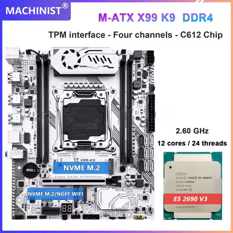 MACHINIST X99 K9 Motherboard Kit Set With Xeon E5 2690 V3 Or E5 2699 V3 LGA 2011-3 CPU Support DDR4 