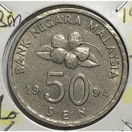 50 SEN 1994 ( SEMI KEYDATE ) MALAYSIA BUNGA RAYA
