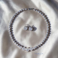 Neriza Jewelry/ชุดเครื่องประดับเครื่องประดับเจ้าสาว สร้อยคอเพชรและต่างหูเพชร NSW069
