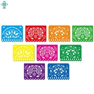 Mexican Papel Picado Banner Fiesta Banners Reusable Plastic Mexican Fiesta Garland Home Party Decora
