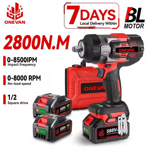 ONEVAN 8000RPM 2800N.M Brushless Electric Impact Wrench Cordless Car Repair Screwdriver Drill Power