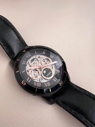 黑色質感FOSSIL 手錶 ME3138 不需換電池 鏤空機械 月份、日星期男錶 黑色錶帶 44mm