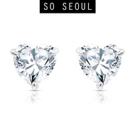 SO SEOUL Amora Love Heart 0.5-2 CT Heart Diamond Simulant Cubic Zirconia Pierced Stud Earrings