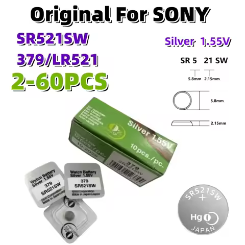 2-60PCS Original For SONY LR521 SR521 Button Batteries SR521SW 379A 379 179 SR63 1.55V Alkaline Coin