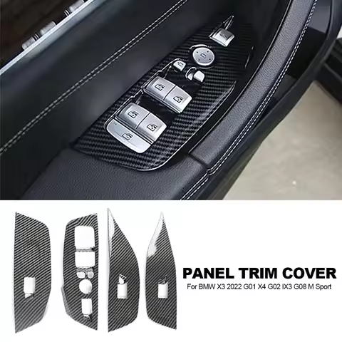 Carbon Fiber Car Gearbox Panel Trim Gear Shift Knob Transmission Window Control Cover For BMW X3 202