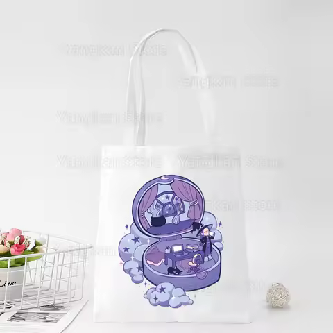 Kawaii Polly Pocket Canvas Bag Large Capacity Storage Handbag Shoulder Bag Tote Reusable Student Boo