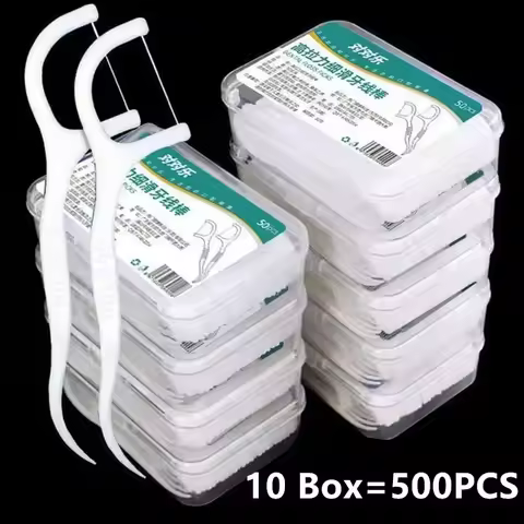 50/100/150/250/500pcs Portable Disposable Dental Floss Plastic Toothpick High-tension Dental Floss S