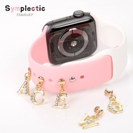 ETXSymplectic A-Z Letter Charms For Apple Watch Sport Band Decoration Ring Sets for Samsung Watch Silicone Strap Jewelry Accessorie