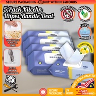 3THW 80pcs Kitchen Cleaning Degreasing Wipes Bundle Deal Strong Decontamination Wipes Lap Basah Pemb