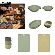 Tadill Camping Cutlery Outdoor Tableware Set Stackable Plates Adults Cups Cutlery Utensils Camping C