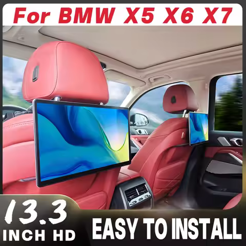 2PCS 13.3" 4K Android 16 Headrest Monitor For BMW X5 X6 X7 2023-2026 LCI Front Camera Type C Fast Ch