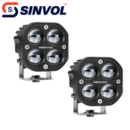 Sinvol ไฟสปอร์ตไลท์ 40W(สีขาว+เหลือง) กันน้ำ รถยนต์/มอเตอร์ไซค์ 4LED 10V-30V ไฟกันน้ำสำหรับรถจักรยาน