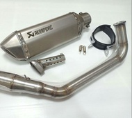 ท่อ Click150i  ชุดท่อ Click150i+ปลายท่อAK 14นิ้วเงินล้วน