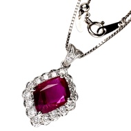 สร้อยคอทับทิมพม่า (1.91ct) และเพชร (0.37ct) มือสอง ตัวเรือนแพลตตินัม (Pt900/Pt850) 5.5g ความยาว 45cm