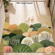 Small Fresh Green Silk Circle Carpet Entry Door Porch Scraping Mud Floor Mats Household Non-slip Pvc Cuttable Floor Mats