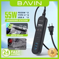 BAVIN PC2109 55W 9-Ports USB Charging Station HUB Fast Charger w/ PD 20W, Type-C & USB-A Smart Power