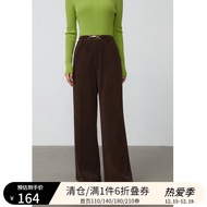 独束大码女装通勤喇叭裤女秋冬微胖mm梨型身材高腰显瘦直筒拖地裤22DS4459 巧克力棕 L