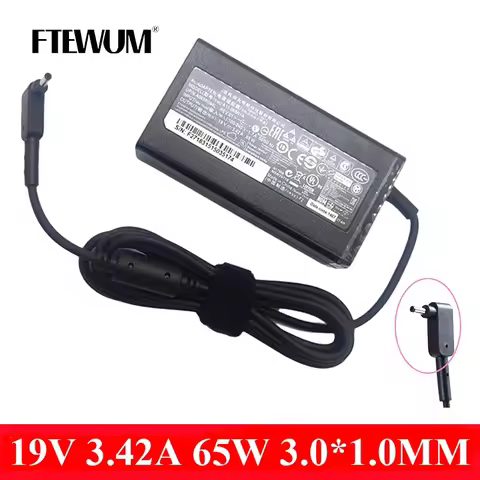 Original 19V 3.42A 65W Charger 3.0*1.0mm Laptop Adapter For Acer A11-065N1A PA-1650-86 ​S3-951 S5-37