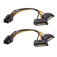 6 Pin PCIe to Dual SATA 15 Pin Male Power Cable, 2X 15-Pin SATA Male to 6 Pin PCI-Express Female Vid