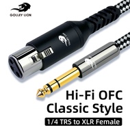 GOLLEY LION XLR สาย TRS ตัวเมียถึง1/4นิ้ว XLR 3ขาตัวเมียถึง6.35มม. สายไมโครโฟนลวดแบบสมดุลตัวผู้