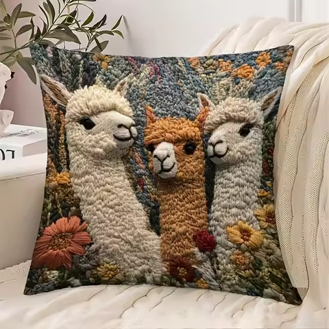 Alpaca Fashion Cushion Covers Chair Living Room Pillowcase Cozy Zipper Sofa Pillow Covers Bedroom In