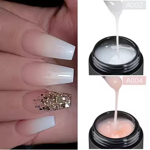 MEET ACROSS 2pcs Nude Milk White Baby Boomer Extension Gel Set Quick Building French Style UV Nail G