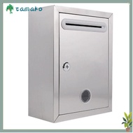 TAMAKO Mailbox, Stainless Steel with Locks Letter Box,  Waterproof 3 Sizes Ballot Box Outdoor