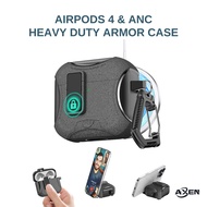 AirPods 4 & ANC Case Compatible | Security Lock, Built-in Phone Stand, Heavy Duty Armor