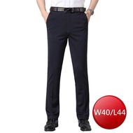 Stretch Fold Line Men's Suit Pants-Navy Blue (W40/L44) [Big Buyer]