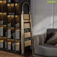 OKURA 4 Step Multipurpose Household High Quality Aluminium Folding Ladder