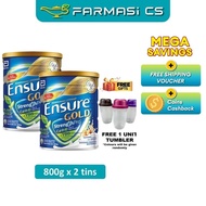 Abbott Ensure Gold Plant Based Almond Flavored 800g x 2 (TWIN) Free Tumbler EXP:02/2027 [ Farmasi CS