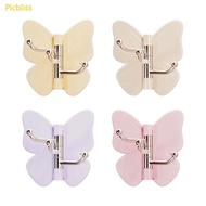 Picbliss Butterfly Rotating individual Adhesive Hooks Butterfly Clasp Bathroom Corner Hook with 3-Ho