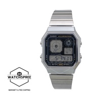 [Watchspree] Casio Digital Vintage Stainless Steel Band Watch A130WE-1A