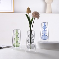 [in stock] Processed transparent glass double-layer colored glass vase, creative hydroponic flower c