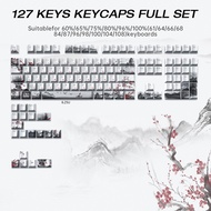 Dye-Sub 127 Keys PBT Keycaps Japanese Plum-Blossom Custom Keycap Set for Cherry MX Switches for Game