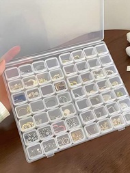 1個56格透明塑料收納盒,用於指甲藝術工具、珠寶組織、桌面裝飾、多隔間透明容器,用於鑽石畫珠寶diy工藝小物品