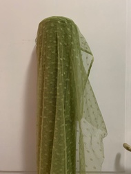 1/2 Meter Bahan Kain Tile Tille Tule Tulle Dot Dotty Warna Hijau Army Olive