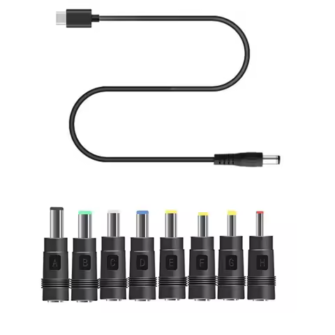 8in1 USB C Type C PD to 12V 5.5x2.1mm/ 5.5x2.5mm/3.5/4.0/4.8/5.5/6.0mm Power Supply Cable for Wifi R
