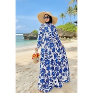 Long Dress Aloha Hawaii Beach Dress fashion Spring And Summer Floral Dress Beach Baju Pantai 🦋