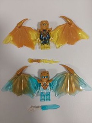 LEGO 旋風忍者 Ninjago 結晶化 金龍形態人仔 Jay & Zane（連大翅膀/專屬武器）