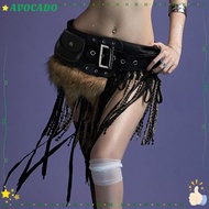 AVOCADD Faux Fur Splicing Belts, Trendy Design Gyaru Mini Bag Belt, Women Fashion Y2K Chic Cowgirl W