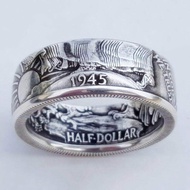 Cloud Brocade Antique Coin Morgan Ring Dollar Engraving 1945 Ring 11.24+8.8