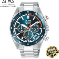 (Official Warranty) Alba Active Blue Dial Chronograph Quartz Stainless Steel Men Watch AT3J23X1