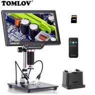 TOMLOV DM202กล้องจุลทรรศน์ดิจิตอล1300xกล้องกล้องจุลทรรศน์เอชดีเอ็มไอ25MP 10 "LCD หน้าจอวิดีโอบัดกรีไ