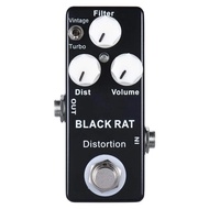 Mosky Black RAT Distortion Mini Pedal Classic Rat + Turbo Rat Mode True Bypass Compact Zinc-Aluminiu