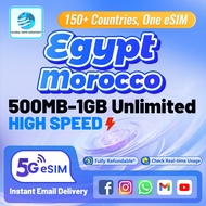Egypt & Morocco eSIM🇪🇬🇲🇦: 500MB-1GB Daily High-Speed Data| Instant Activation|Mystical North Africa