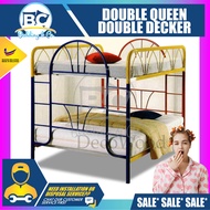 DOUBLE QUEEN Double Decker Metal Bunk Bed/Double Decker Bed/Queen Metal Bed/Queen Bed/Couple Bed/Couple Bedframe/Adult Bedframe/Large Bed/Homestay Bed/Master Bedroom Bed/Katil Besi Kuat (Colourful Colour)