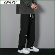 CAAYU กางเกงวอร์มผู้ชาย,กางเกงวิ่งกีฬาไซส์ใหญ่กางเกงผู้ชายขาสามส่วนสีดำกางเกงลำลองสไตล์สตรีทญี่ปุ่น