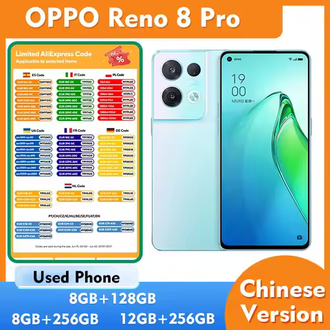 OPPO Reno8 Pro 5g Smartphone 256GB ROM Screen 6.62-Inches 50MP Camera Battery 4500mAh Android Used P